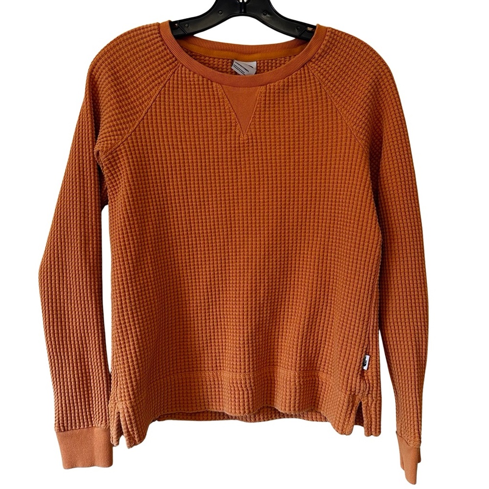 The North Face OrangeLong Sleeve Chabot Crew Shirt Medium Waffle Thermal Womens